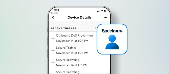 A mobile phone showing device details from the My Spectrum App